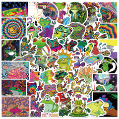 Psychedelic Frog Stickers Graffiti Waterproof for Guitar Helmet Motorcycle
