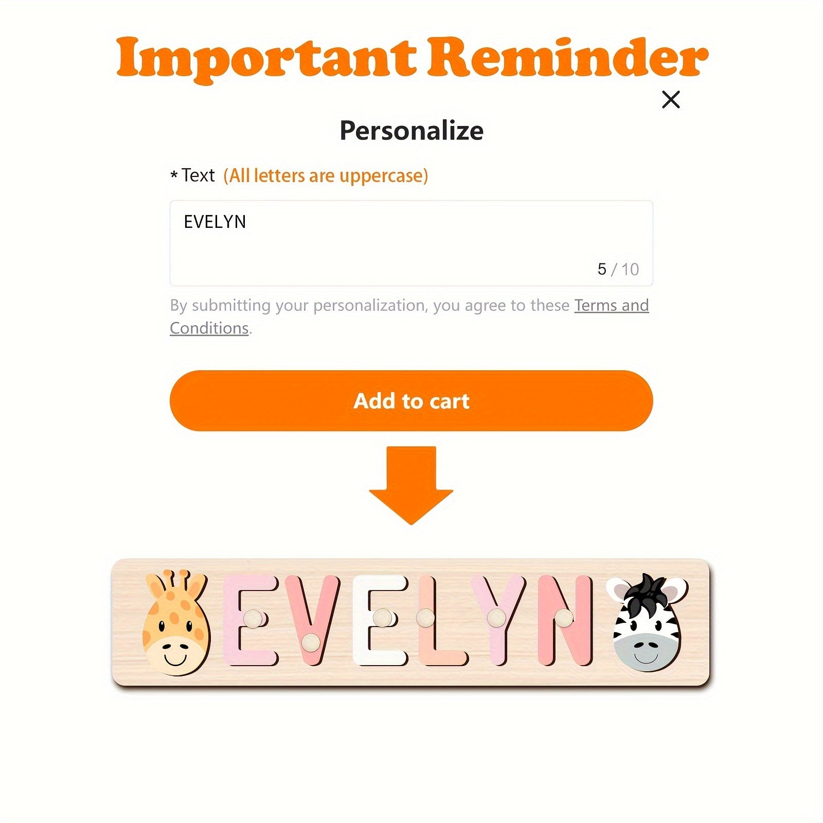 Personalized Wooden Name Puzzle with Animal & Car Designs
