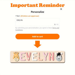 Personalized Wooden Name Puzzle with Animal & Car Designs