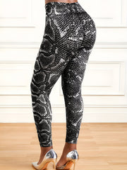 Snake Print High Waist Yoga Pants Women's Activewear