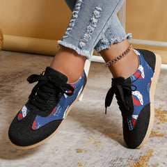 Women's Lips Pattern Sneakers Casual Lace Up Low Top Shoes