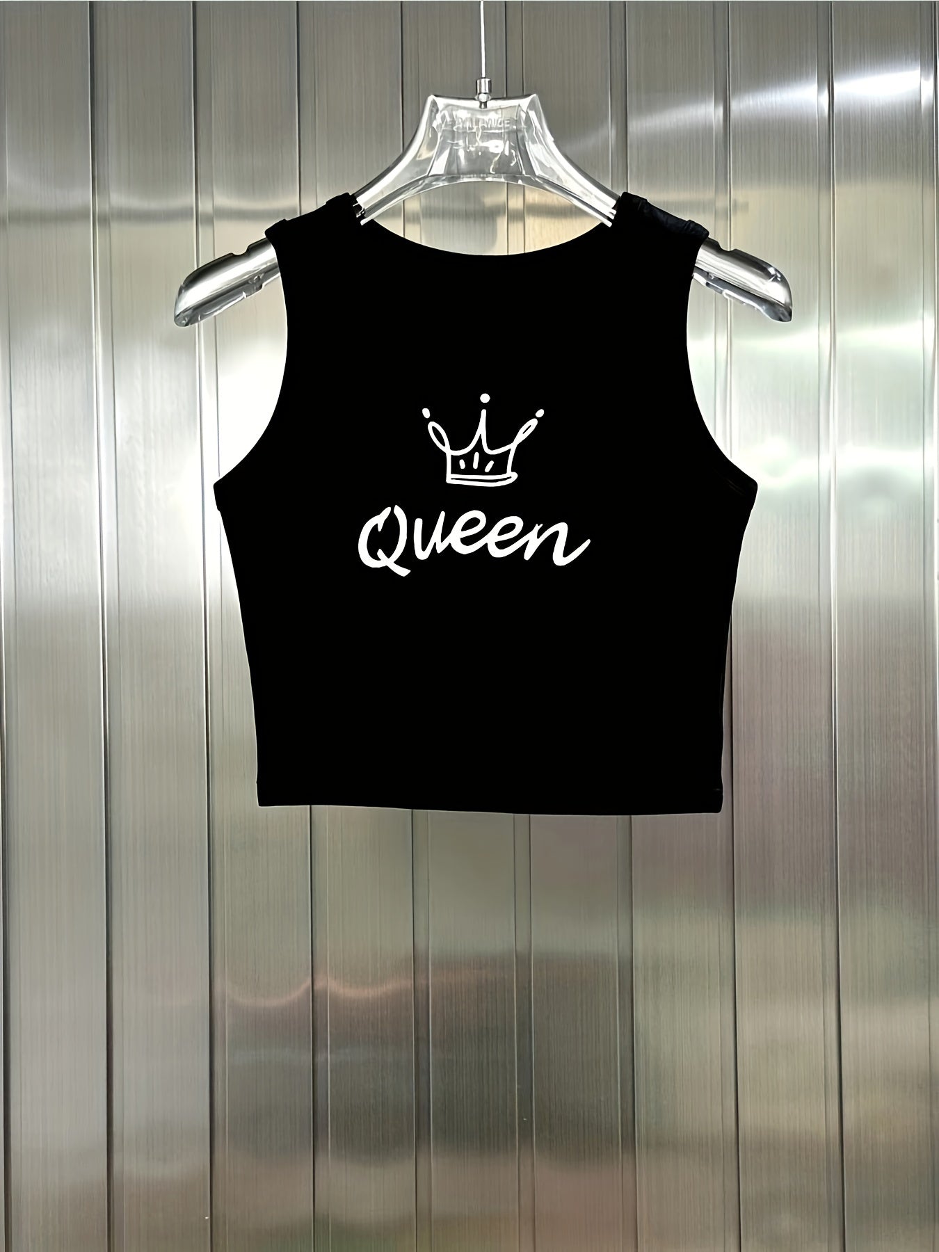 Queen Print Crop Tank Top Sleeveless Sexy Casual Top