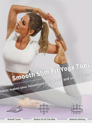 Stylish Solid Back Mesh Crop T Shirt for Yoga Running