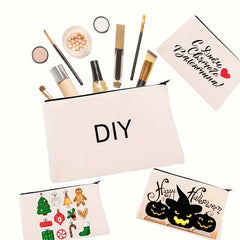 10pcs DIY Blank Canvas Bag Makeup Bag Zipper Pouch Travel Storage Gift