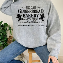 Gingerbread Bakery Sweatshirt Long Sleeve Crew Neck Women's Clothing