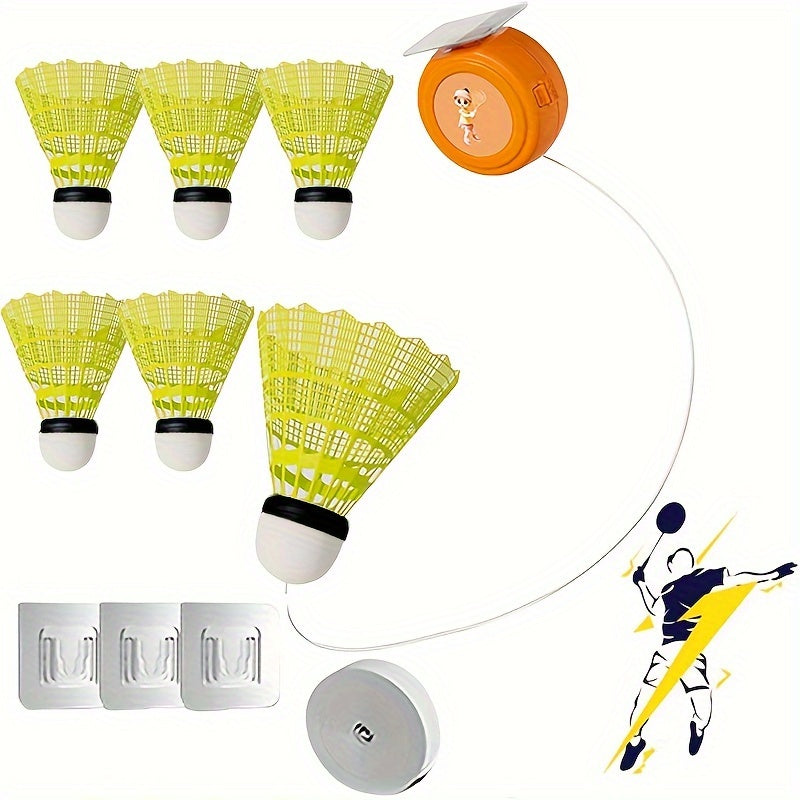 Badminton Training Tool Single Player Rebound Trainer with 6 Elastic Balls