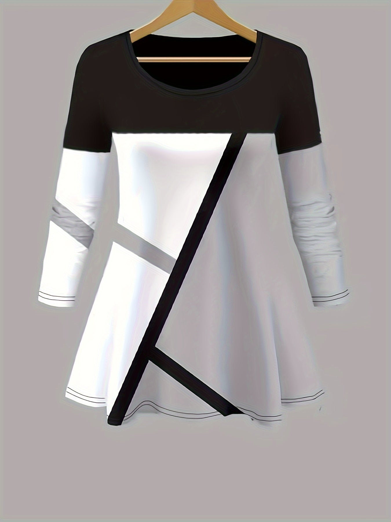 Colorblock Geo Print Peplum Top & Leggings Set