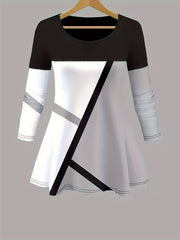 Colorblock Geo Print Peplum Top & Leggings Set