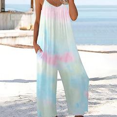 Boho Tie Dye Spaghetti Jumpsuit Casual Streetwear