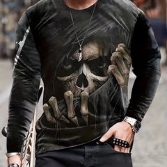 Men's Skeleton 3D Print Vintage Tee Stylish Summer Clothing