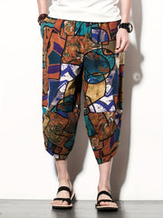 Pattern Print Men's Cropped Beach Pants