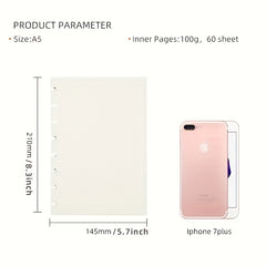 60 Pages Mushroom 8-Hole A5 Refill Paper for Disc Bound Planner