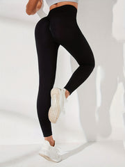 Women's Solid Yoga Leggings High Waist Tummy Control Butt Lifting