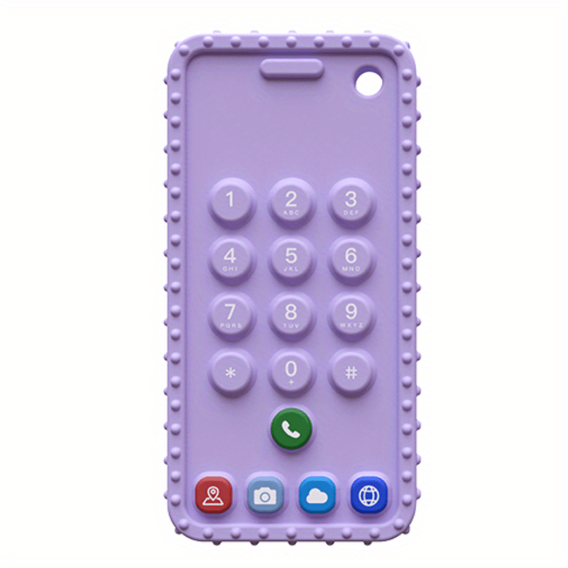 Purple Pink Phone Teether Baby Toy Silicone Anti Drop Mittens