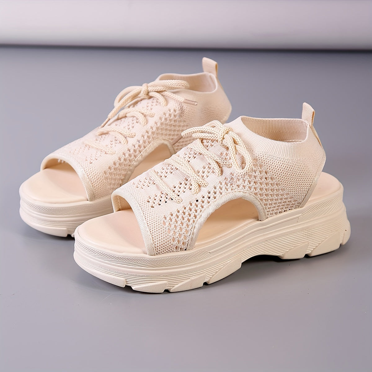 Women's Mesh Lace-up Sports Sneakers Platform Sandals
