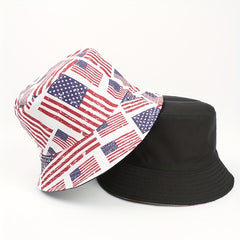 Reversible Packable Independence Patriotic Bucket Hat