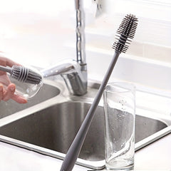 Long Handle Silicone Milk Bottle & Glass Cup Cleaner Brush