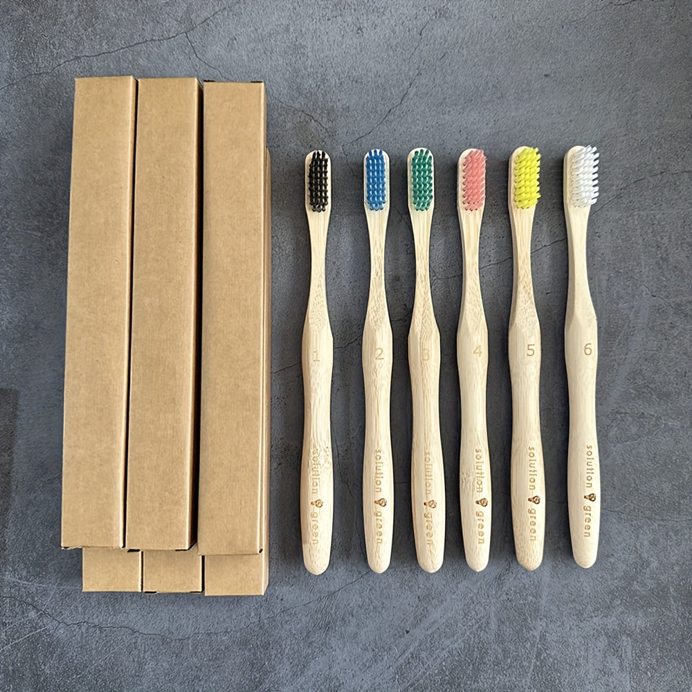 6 Pcs Bamboo Toothbrushes for Superior Oral Care