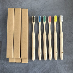 6 Pcs Bamboo Toothbrushes for Superior Oral Care