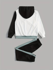Boys 2pcs Hoodie Top & Sports Trousers Set for Spring/Autumn