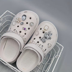 Rhinestone Shoe Decoration Set, Heart Pearl Buckle Flower DIY Charm