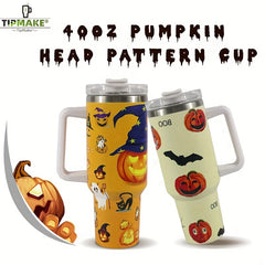 40oz Halloween Pattern Water Bottle Portable Creative Car Tumbler With Handle