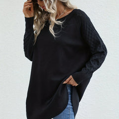 Slit Pullover Sweater Long Sleeve Casual Spring Fall Women's Clothing