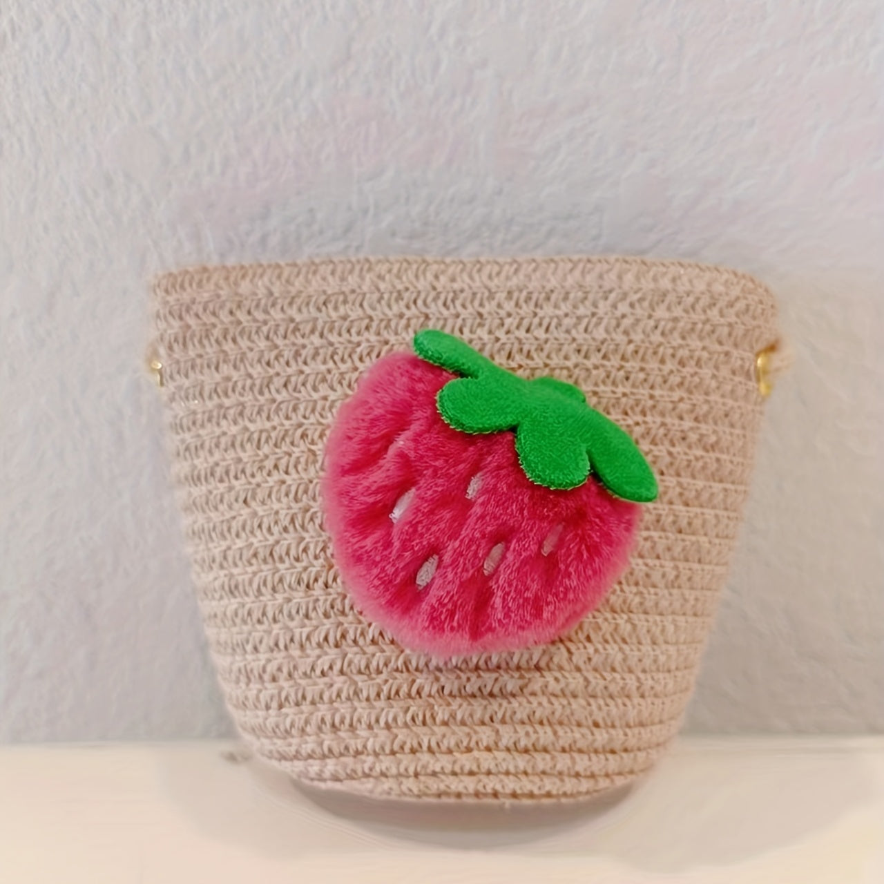 Straw Crossbody Bag Casual Strawberry Woven Shoulder Bag