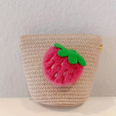Straw Crossbody Bag Casual Strawberry Woven Shoulder Bag