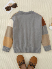 Boys Block Crew Neck Sweater Pullover For Spring Autumn