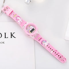 Anime Cartoon Electronic Watch for Kids Light Pink