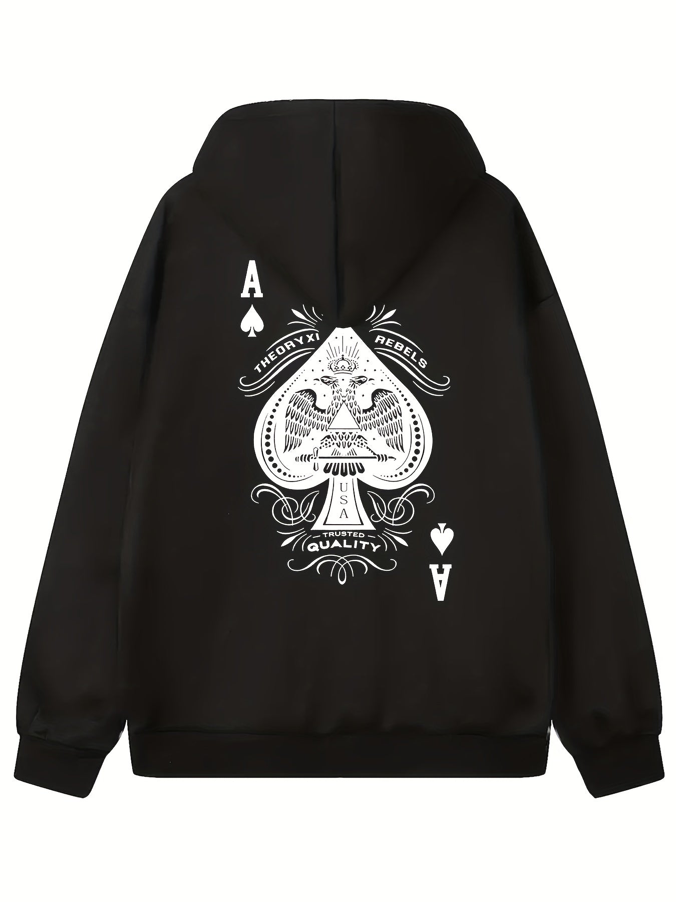 Spade Print Hoodies For Men Graphic Fleece Sweatshirt With Kangaroo Pocket