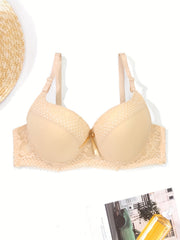Contrast Lace Push Up Bra - Comfy & Breathable Women's Everyday Lingerie
