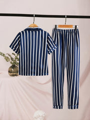 2pcs Toddler Girls PJ Set Casual Collar Sleeve Pants Pajama Set