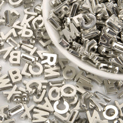 100pcs 9x12mm Silvery Metal Hollow Letter Beads DIY Bracelet Necklace Access