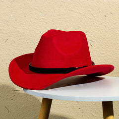 Warped Brim Woolen Jazz Hat British Style Top Hat Belt Decoration