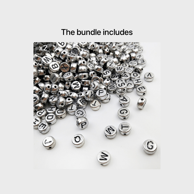 100pcs Silvery Alphabet Acrylic Beads for DIY Jewelry & Bracelet Crafting