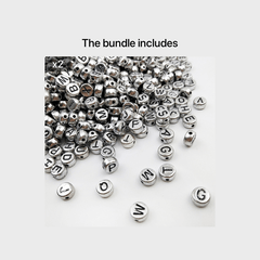 100pcs Silvery Alphabet Acrylic Beads for DIY Jewelry & Bracelet Crafting