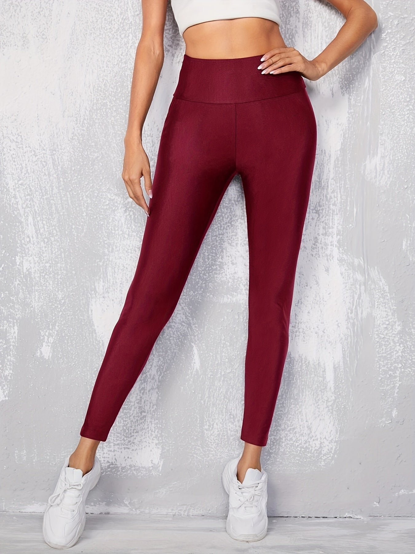 High Waisted Slim Leggings Stretchy Tight Casual Gloss Leggings