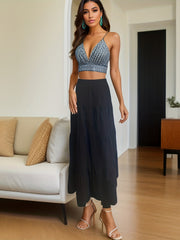 High Waist Splicing Tiered Skirt Casual A line Skirt For Spring & Summer