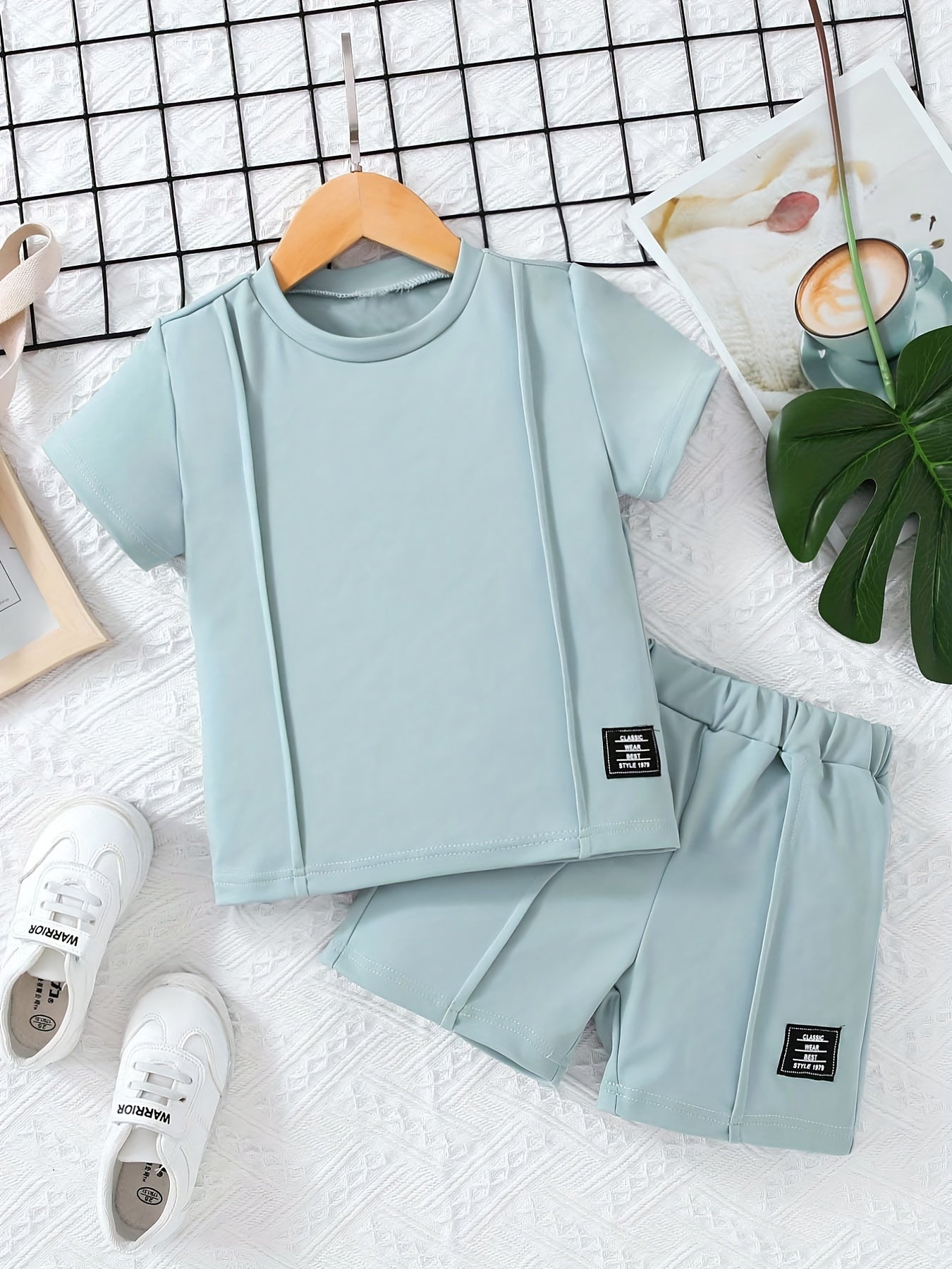 Boy's 2pcs Solid T shirt & Shorts Set Casual Outfits For Summer