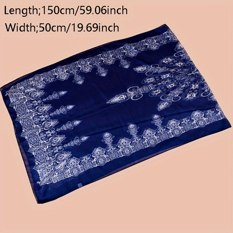 Vintage Geometric Print Chiffon Scarf Boho Thin Windproof Shawl