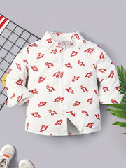 Boys Dinosaur Lapel Shirt Long Sleeve Casual Top