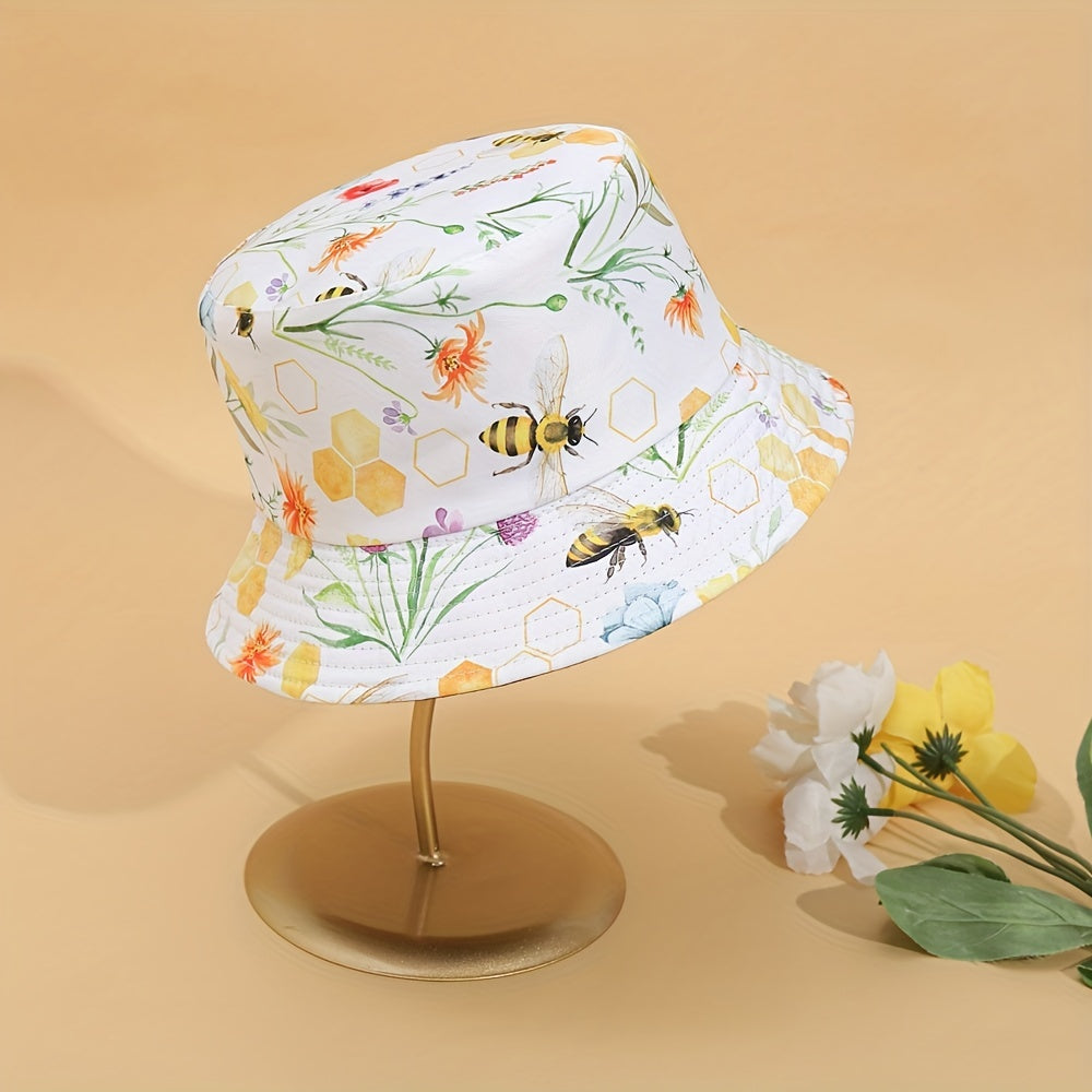 Double sided Honeycomb Print Casual Bucket Hat Unisex