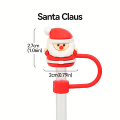 1pc Christmas Silicone Straw Cover Dustproof Straw Plug Cup Accessories