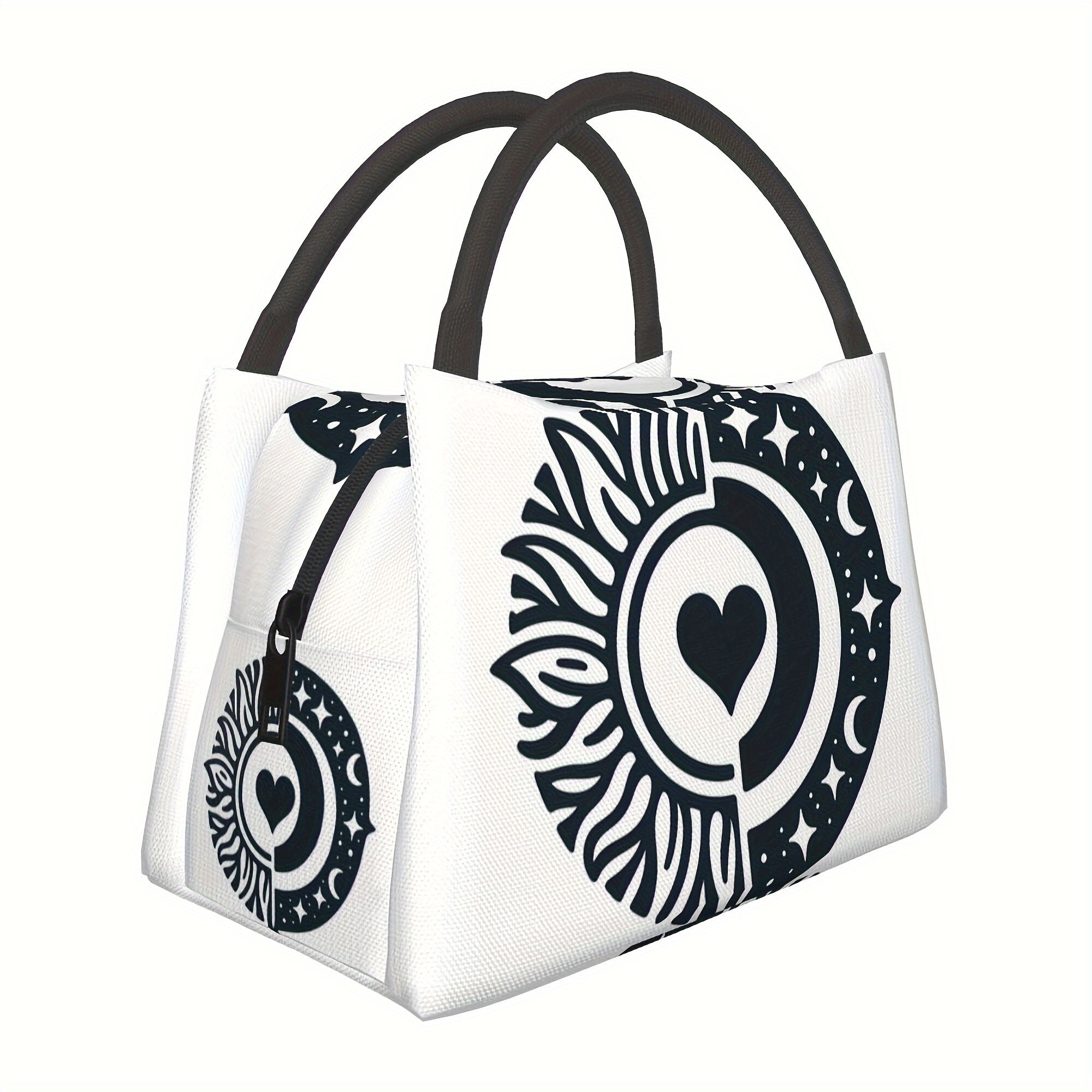 Heart Pattern Lunch Bag Insulated Thermal Cooler for Office School Picnics