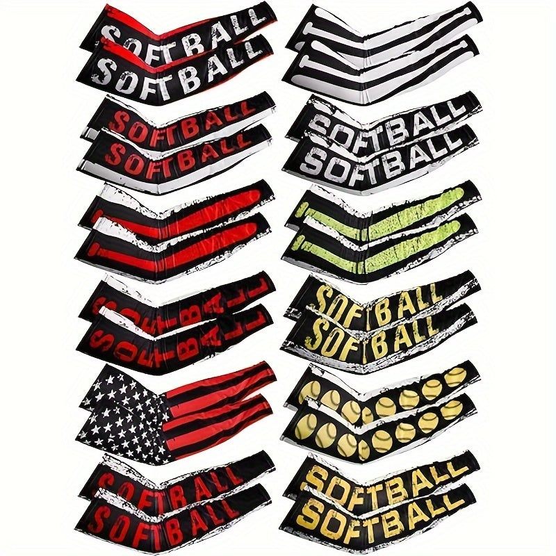 12 Pairs Arm Sleeves Men Flag Letter UV Protection Cooling Summer