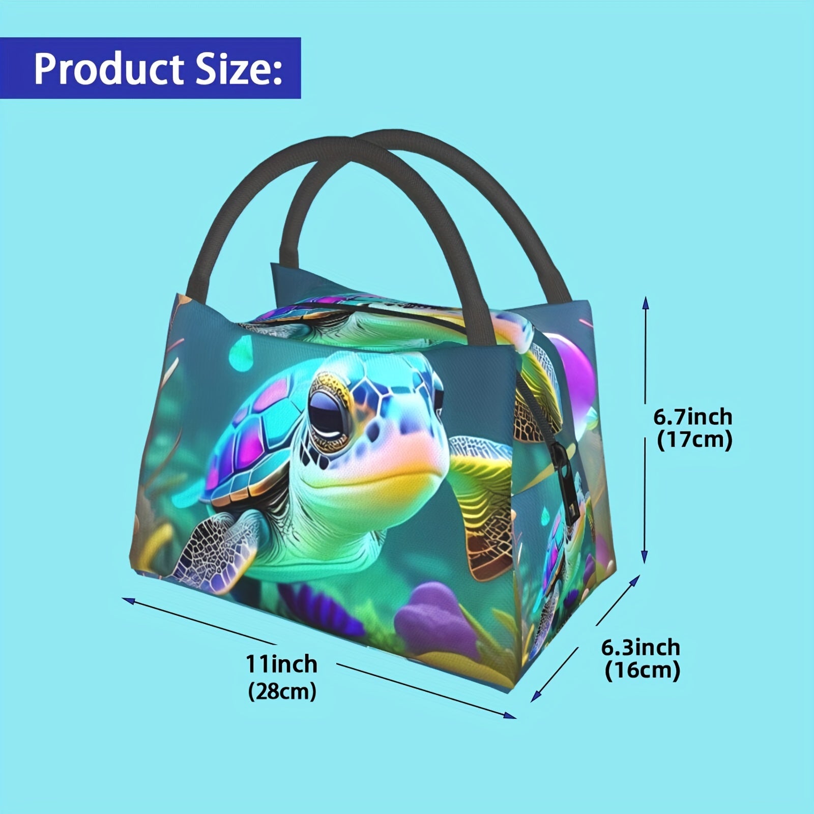 Turtle Insulated Lunch Bag Reusable Portable Cooler