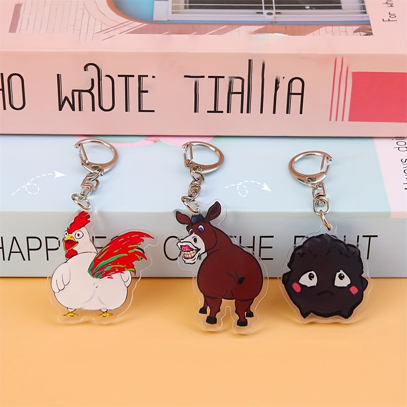 Funny Acrylic Keychain Cartoon Key Chain Backpack Bag Purse Car Key Pendant