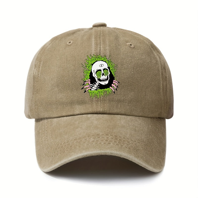 Skull Print Vintage Baseball Cap Adjustable Trucker Cap